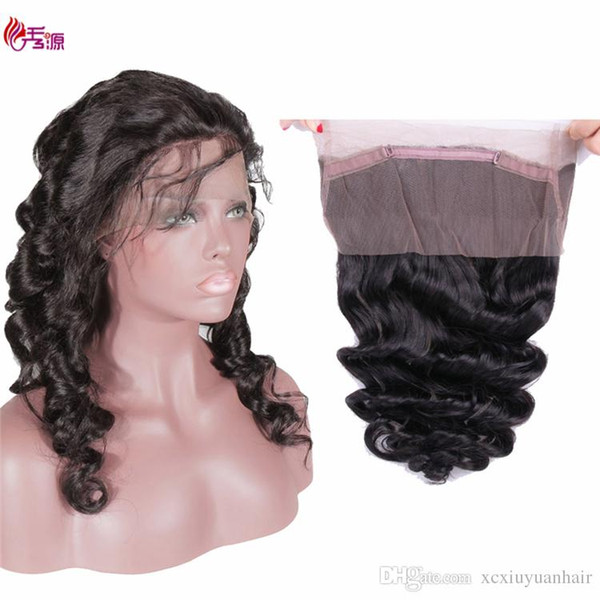 100 Unprocessed Virgin Human Hair Lace Closure Cuticle Aligned Cheap Peruvian Loose Wave Remy Human Hair 360 Lace Frontal