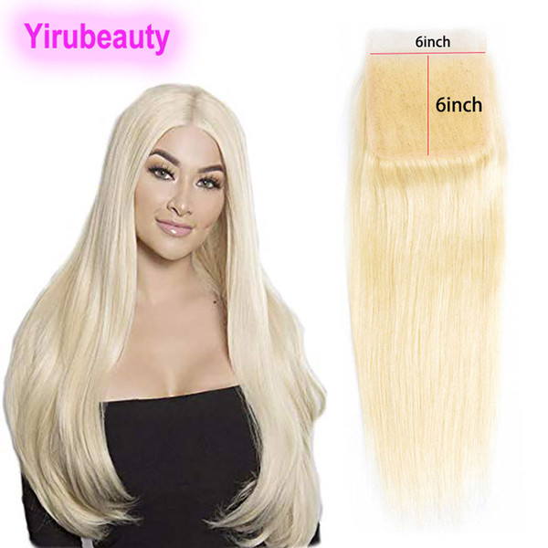 Malaysian Human Hair 613 Blonde 6X6 Lace Closure Straight Virging Hair Top Closure 6 By 6 Lace Size Silky Straight