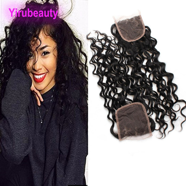 Brazilian Virgin Hair 4X4 Lace Closure Water Wave Middle Three Free Part Human Hair 4X4 Closure Wet And Wavy 8-20inch