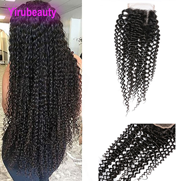 Indian Human Hair 4x4 Lace Closure With Baby Hair 8-20 Inch Kinky Curly Lace Closure Free Middle Three Part