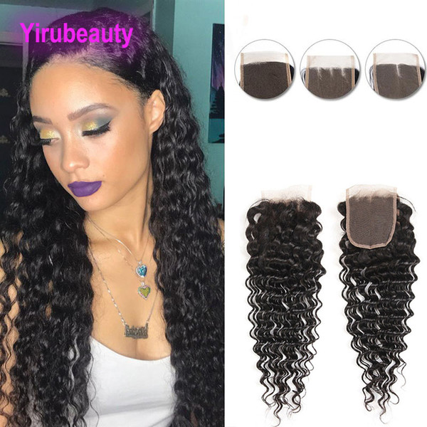 Malaysian Lace Closure Deep Wave 4 X 4 Closure Swiss Lace Deep Wave Curly Lace Closure With Baby Hair