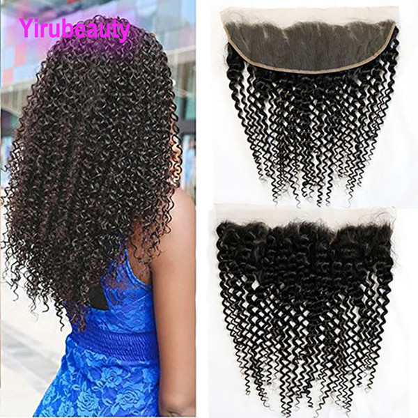 Indian Virgin Hair 13X4 Lace Frontal With Pre Plucked Kinky Curly Human Hair Top Closures 13X4 Lace Frontal