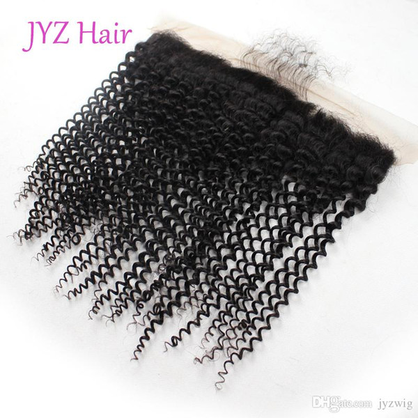 Peruvian Virgin Human Hair Kinky Curly Wave 13x4 Lace Frontal Closure With Baby Hair Malaysian Indian Brazilian Hair Products Best Quality