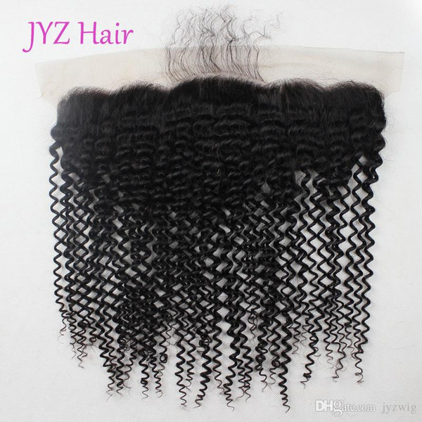 Kinky Curly Virgin Hair 13x4 Lace Frontal Closure With Bleached Knots Unprocessed Malaysian Indian Peruvian Human Hair Top Closures