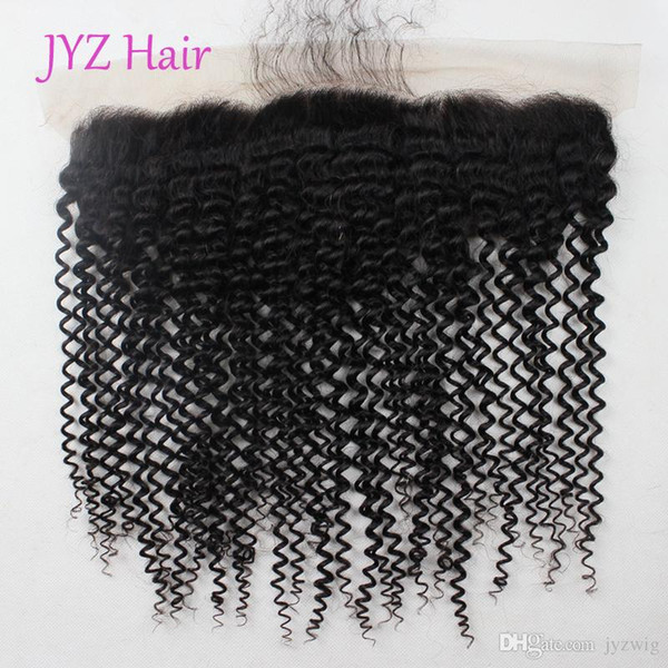 Brazilian Indian Peruvian Virgin Hair Lace Frontal Closure Kinky Curly 13x4 Lace Frontal Bleached Knots With Baby Hair 100% Hair Closure