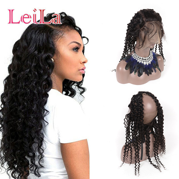 Peruvian Pre Plucked 360 Lace Frontal Closure Deep Wave Babay Hair Unprocessed Human Hair Lace Band Closure 70-100/g Natural Color