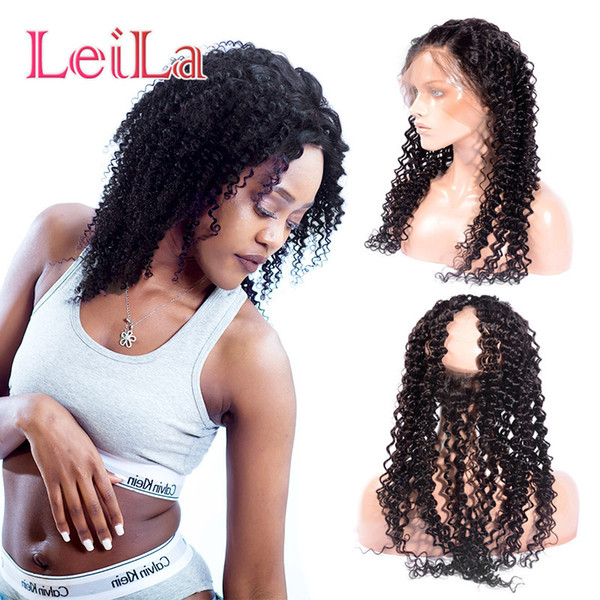 Malaysian Human Hair 360 Lace Frontal Kinky Curly Pre Plucked Baby Hair Natural Color 360 Kinky Curly Frontal Top Closures