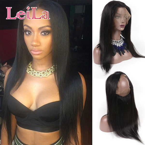 Malaysian Straight Hair 360 Lace Frontal Pre Plucked Adjustable Lace Band Frontal 8-24inch Natural Color Free Part