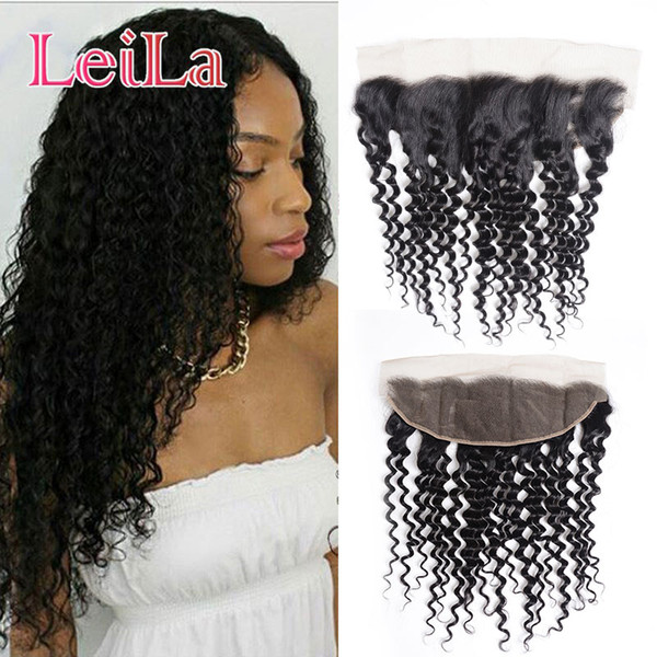 Cheap Virgin Human Hair Malaysian Deep Wave 13 X 4 Lace Frontal With Baby Hair Pre Plucked Deep Wave Lace Frontal