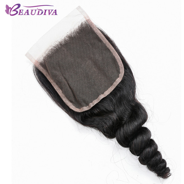 Peruvian Hair Lace Top Closure 8-20inch Loose Wave Closure With Baby Hair Natural Color Cheap Pre-plucked 4x4 Lace Closure