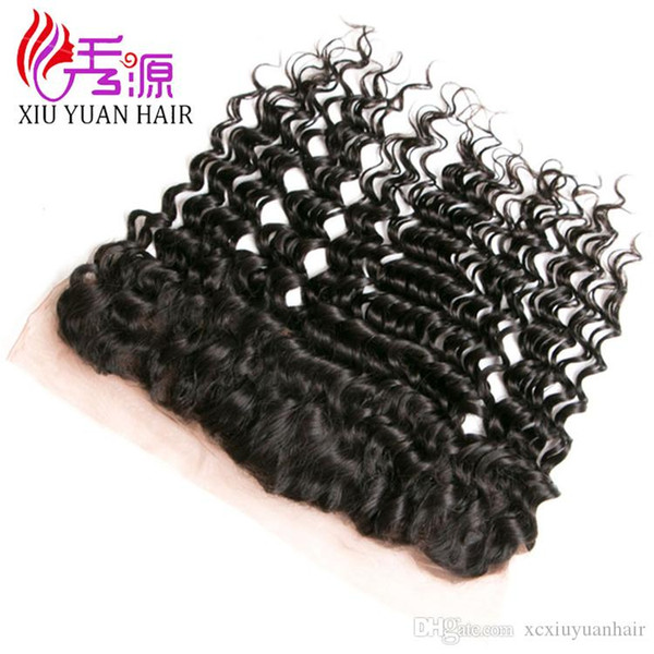 Cuticle Aligned Virgin Remy Human Hair 13x4 Lace Closure Xiuyuanhair Natural Color Brazilian Deep Wave Virgin Human Hair Lace Closure