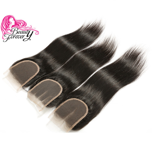 Beauty Forever 8A Malaysian Silk Straight Lace Closure 10-20inch Unprocessed 4*4 Top Closure Natural Color Human Hair Lace Closure Wholesale