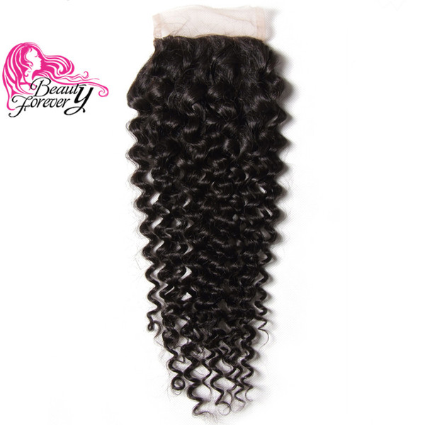 Beauty Forever Brazilian Curly Human Hair Lace Closure 10-20 inch 4*4 Free Part Swiss Lace Hair Closure 120% Density Natural Color Closure