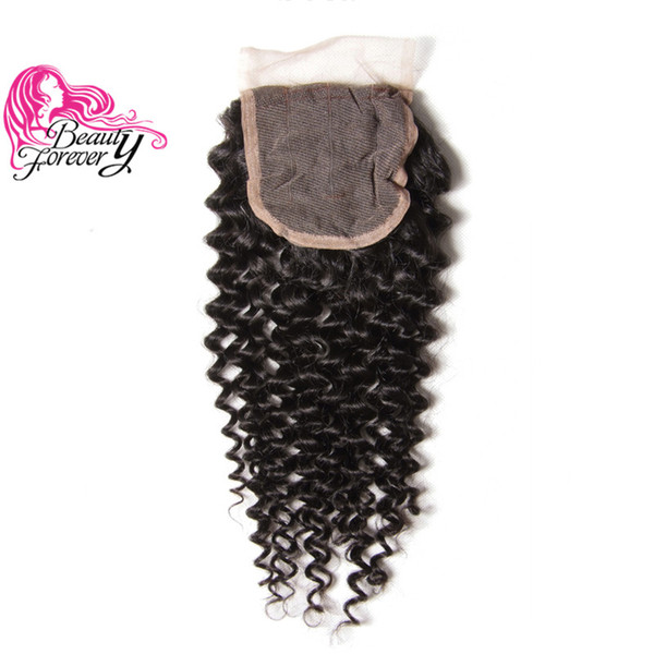 Beauty Forever Curly Hair Malaysian Lace Closure Unprocessed Remy Human Hair 4*4 Three Part Closure 10-20inch Free Ship 8A Hair Extension