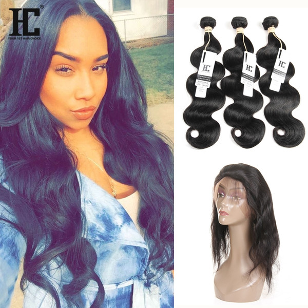 Body Wave 360 Lace Frontal With Bundles Brazilian Virgin Hair 3 Bundles With Frontal Closure Human Hair Weave 360 Frontal With Bundles