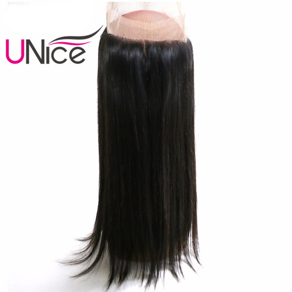 UNice Hair 360 Lace Frontal Closure Brazilian Straight Hair 10-20inch 1 Piece Free Part 100% Human Hair 360 Full Lace Frontal Unprocessed