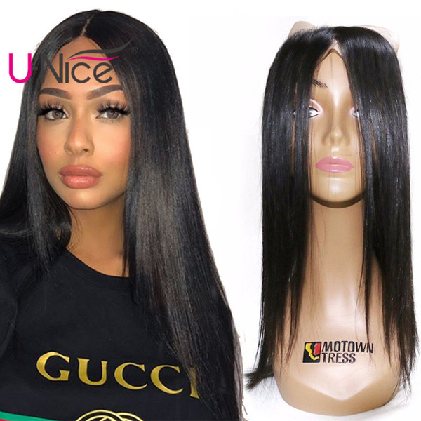 UNice Hair 360 Full Lace Frontal 8a Virgin Brazilian Straight Hair 360 Lace Frontal Closure 10-20inch Free Part 100% Human Hair Wholesale