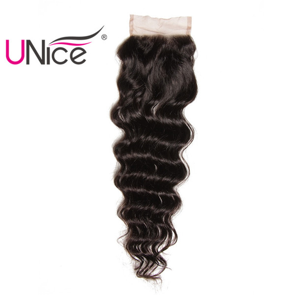 UNice Hair Brazilian Natural Wave Lace Closure Free Part 10-20inch 100% Human Hair 4x4 Lace Closures 1Piece Remy Hair Swiss Lace