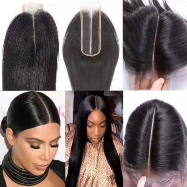 Human Hair Closure Brazilian Straight Closure Natural Extensions 2x6 Lace Closure 100% Human Hair Bleached Knots With Baby Hair