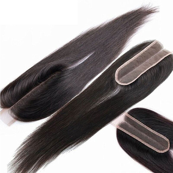 Malaysian Human Hair 2X6 Lace Closure Middle Part Straight Virgin Hair 2 By 6 Lace Closure 6-18 inch Silky Straight