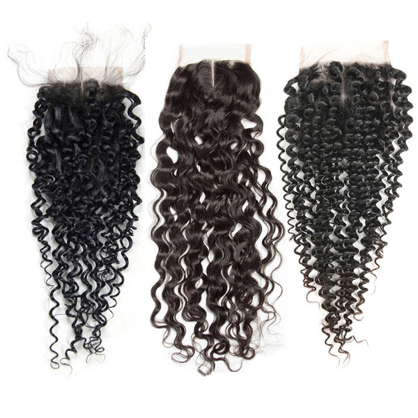 Curly Hair Extensions 4*4 Lace Closure Brazilian Hair Free/Middle/Three Part Lace Closure Human Hair Extensions