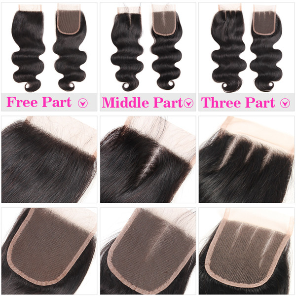 100% Human Hair 4X4 Lace Closure Brazilian Straight Hair Body Wave Top Lace Closure Free Middle Three Part Peruvian Malaysian Cheapest Price