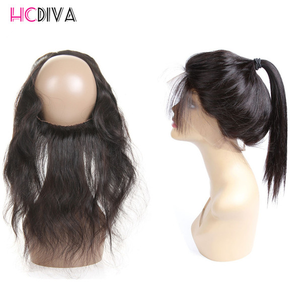 HCDIVA Pre Plucked 360 Lace Frontal Closure Body Wave Full Lace Band Frontal With Baby Hair Natural Hairline Natural Color