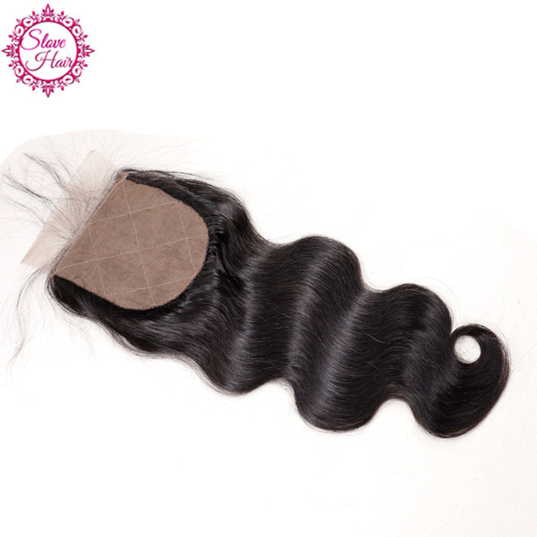 Slove Hair No Shedding/Tangle Silk Base Closure Brazilian Hair Silk base Closure Body Wave Free/MIiddle/3Part 4