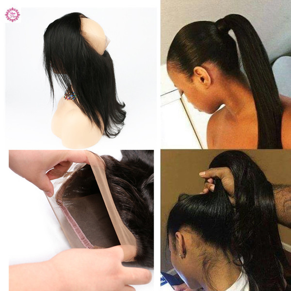 Slove hair 360 Lace Frontal Closure Brazilian Virgin Straight 360 Lace Frontal Natural Hairline Lace Band Frontals With Baby Hair