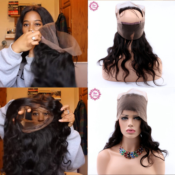 Slove hair Brazilian Virgin Hair Straight 360 Lace Frontal Closure With Baby Hair 360 Lace Straight Frontal