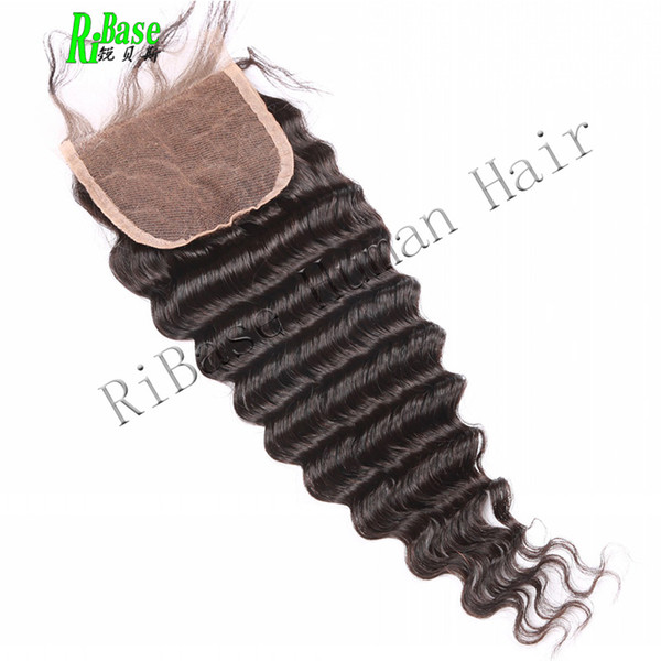 RiBase Peruvian Deep Wave Lace Closure With Baby Hair Non Remy Hair Natural Color 8