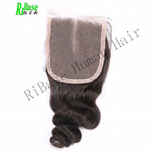 RiBase Hair Loose Wave Lace Closure Brazilian Hair Middle Part 4x4 Swiss Lace Natural Color Human Hair No-Remy