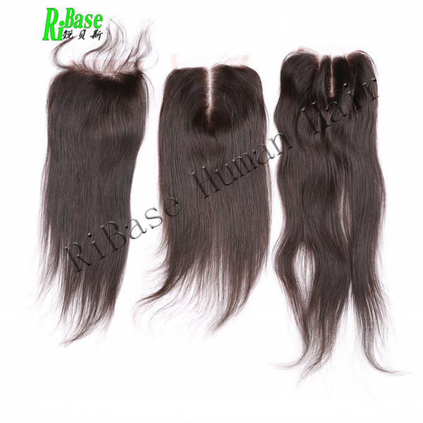 RiBase Human Hair Lace Closure Peruvian Straight Hair Closure 4X4 Free Part Closure 8-22inch Remy Hair