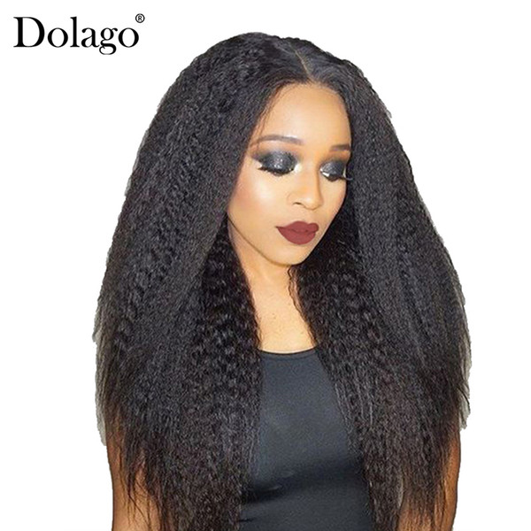 Kinky Straight 360 Lace Frontal Closure Pre Plucked With Baby Hair Brazilian Virgin Human Hair Coarse Yaki Dolago Products