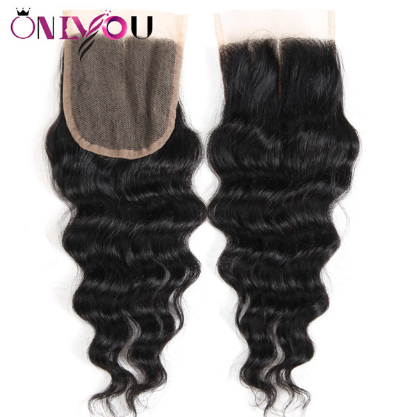 Water Wave Human Hair Lace Closure 4x4 Free Middle Part Brazilian Peruvian Virgin Hair Top Closure Wholesale Water Wave Human Hair Bundles