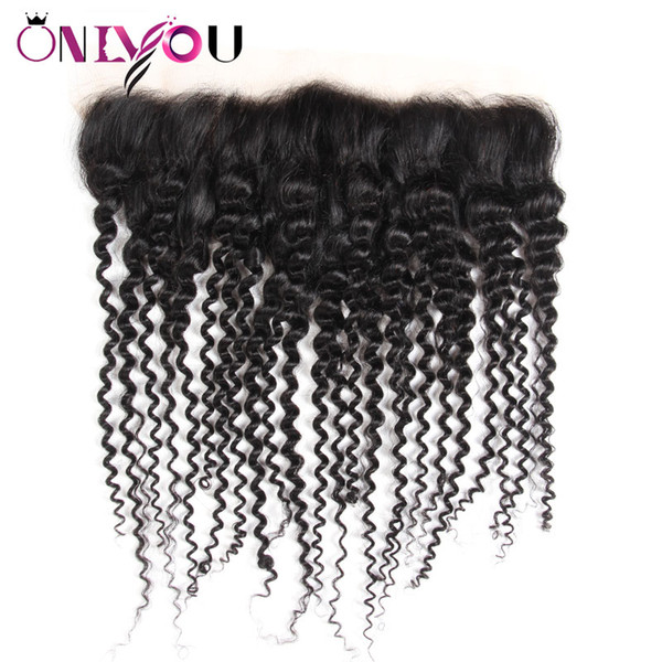 Brazilian Virgin Hair Kinky Curly Lace Frontal 13x4 Ear to Ear Top Closure Human Hair Extensions Kinky Curly Remy Hair Closure Factory Sale