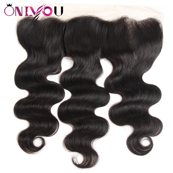 Onlyou Hair Products Body Wave 13x4 Lace Frontal Ear to Ear Brazilian Virgin Hair Extensions Top Closures 10-22 inch Body Wave Hair Closure