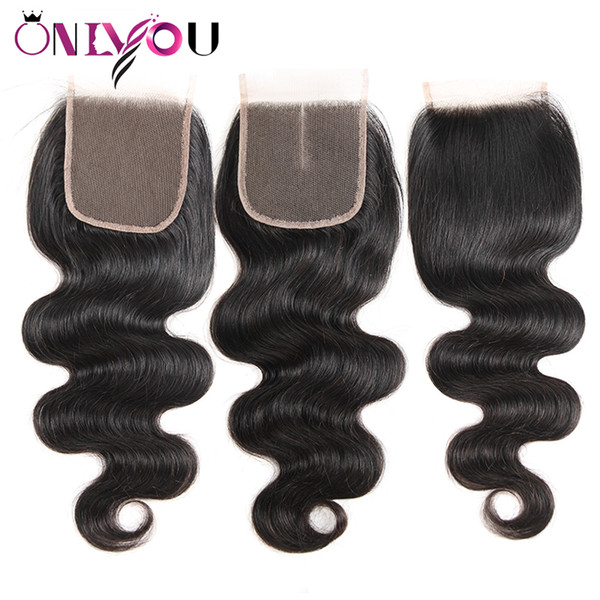 Brazilian Virgin Human Hair Body Wave Lace Closure 4x4 Free Middle Part Raw Indian Hair Top Closure Wholesale Body Wave Human Hair Bundles