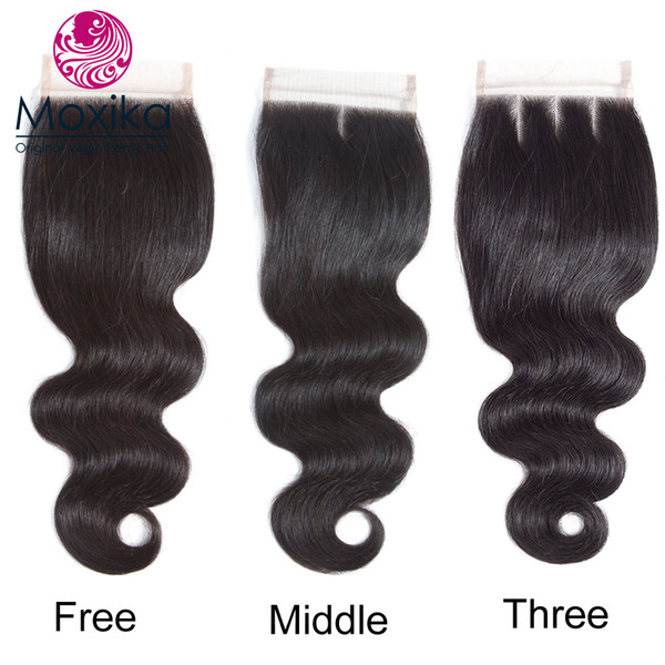 Moxika Brazilian virgin hair With Closure 4x4 Body Wave Human Hair 1 Bundle Pre Plucked With Baby Hair Bleached Knots