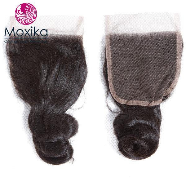 Moxika Remy Brazilian loose wave Hair 1 Bundle Human hair With Closure 4x4 Pre Plucked With Baby Hair Bleached Knots 130%