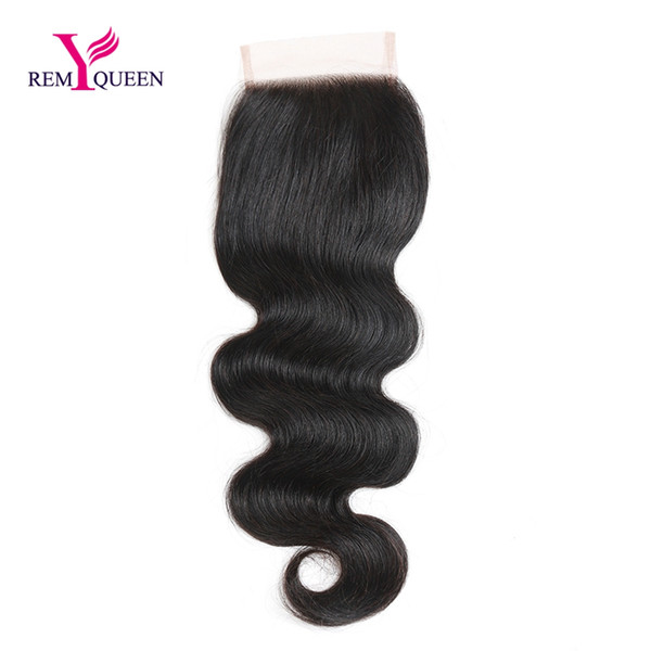 Dream Remy Queen Unprocessed Human Hair Body Wave Natural Color Top Closure Free Middle Three Part 4x4 inch 130% Density