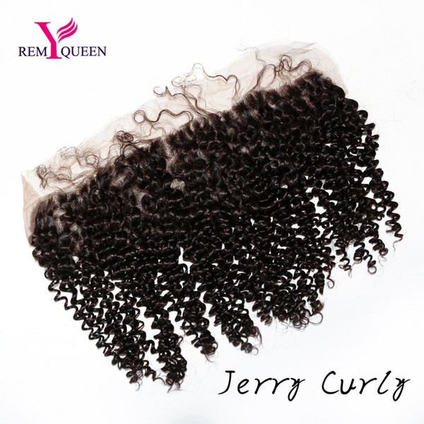 Dream Remy Queen Hair 14 Inch Lace Frontal JERRY CURLY Natural Color Ear to Ear Swiss Lace Discount Sale