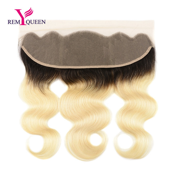 Dream Remy Queen Lace Frontal Body Wave Ombre Color 1b 613 Lace Frontal Closure 13x4 inch Hand Tied Double Knots Nautral Hairline Baby Hair