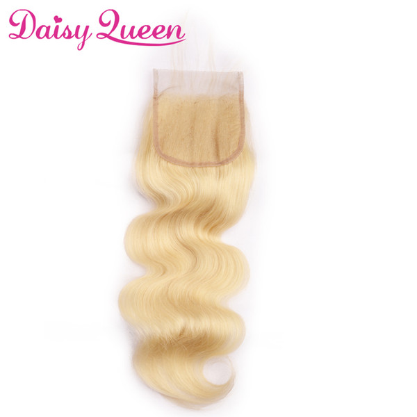 4x4 Swiss Lace Top Closure with Baby Hair Blonde #613 Body Wave Hair Closure Free Part 10