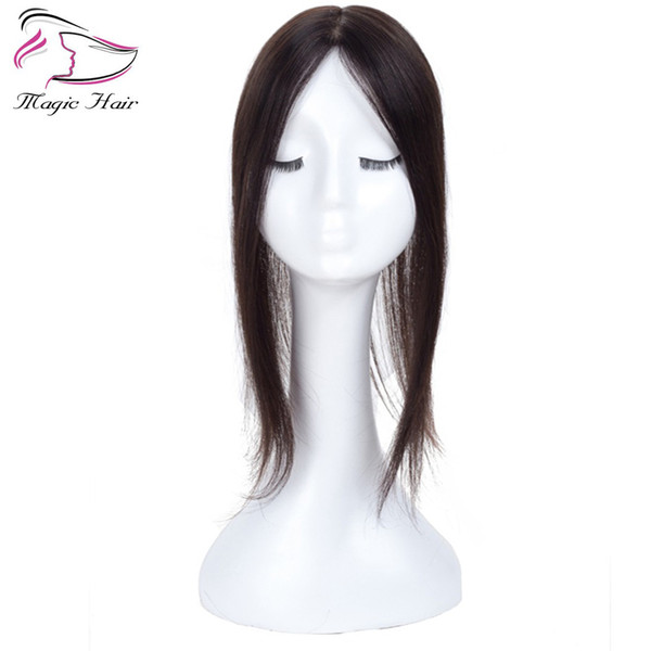 Natural Black Remy Hair Women Topper For Women Free Part 2.5X5 8-20Inch Silk Base 3Clip in Toupee Real Remy Human Hair Toupee