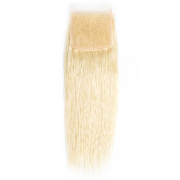 U CAN HAIR Soft Silky Straight 4x4 Swiss Lace Closure 613 Color Brazilian 100% Human Hair Blonde