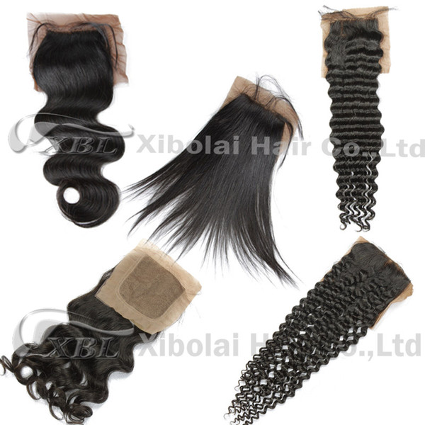 Top Silk Base Closure For 4*4 Silk Base Body Wave/Loose Wave/Straight/Deep Wave/Curly Human Hair Texture XBLHair