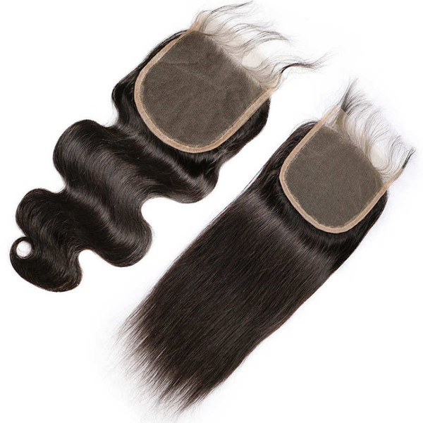 KL 5x5 Straight Lace Closure Free Part Human Hair Natural Color Brazilian Remy Hair Closure With Baby Hair Bleached Knots