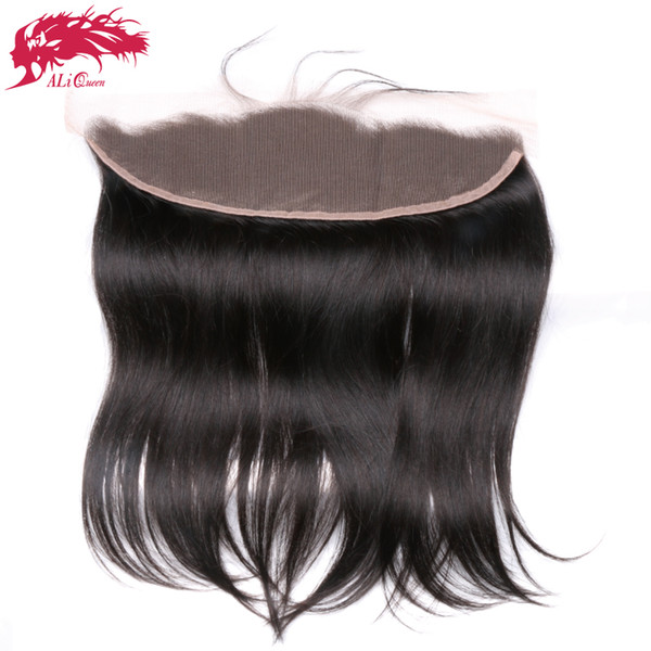 Ali Queen Hair Ear to Ear Lace Frontal Closure 13X4 with Baby Hair Pre Plucked Brazilian Straight Remy Free Part