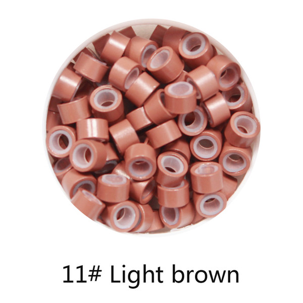 1000pcs 11# Light Brown 5mm*3mm*3mm Silicone Micro Ring/Links/Beads for i tip hair extension tube